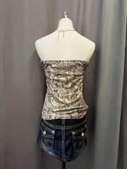 Brown and Beige Printed Tube Cami 3