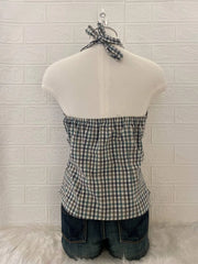 Brown and Green Gingham Halter 2