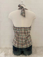 Brown and Green Plaid Halter 2