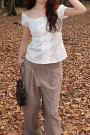 Brown Baggy Pleated Pants 2