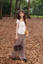 Brown Baggy Pleated Pants 3