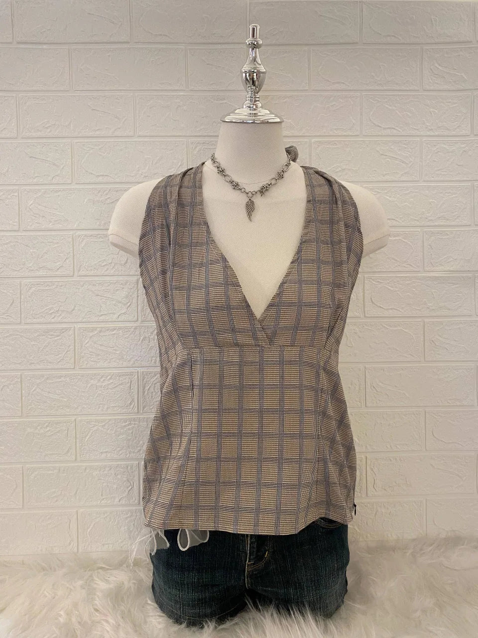Brown Blue Tartan / Plaid Halter 1
