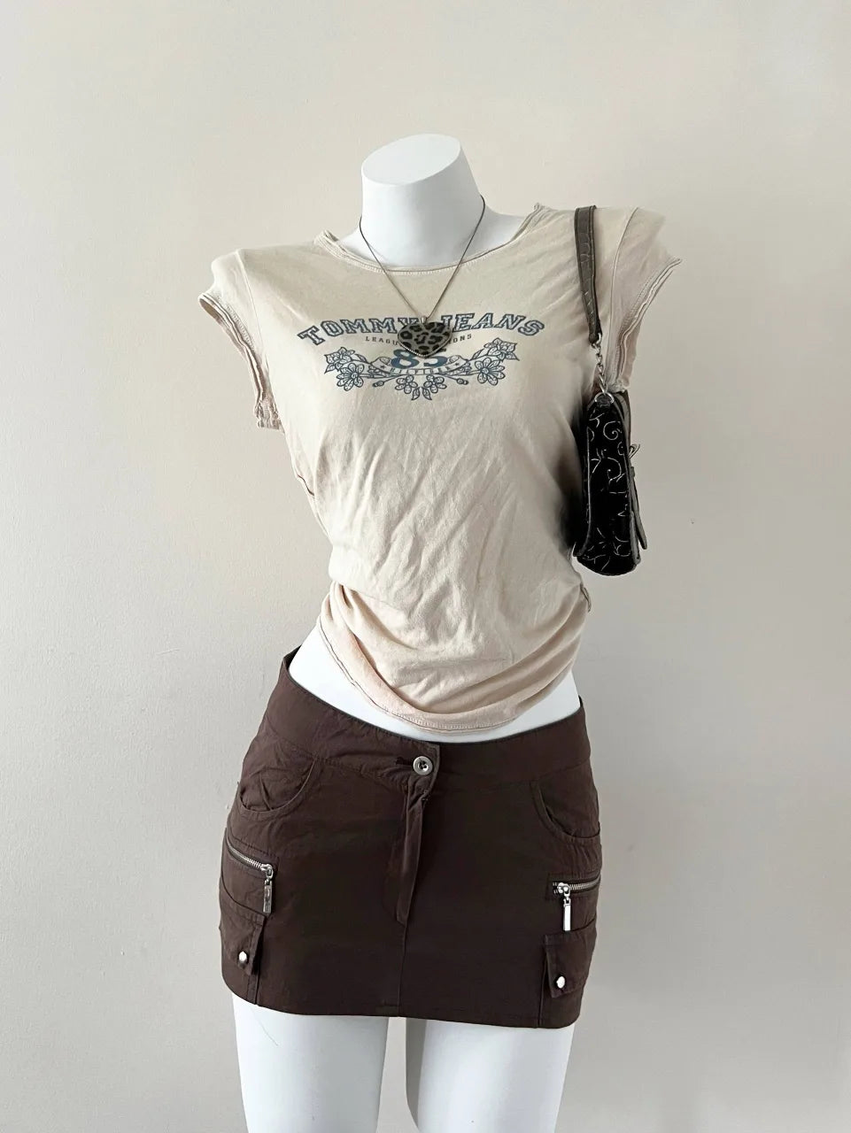Brown Cargo Mini Skirt 1
