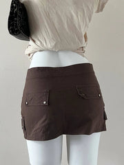 Brown Cargo Mini Skirt 3