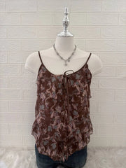 Brown Floral Layered Mesh Camis 1