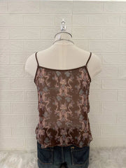 Brown Floral Layered Mesh Camis 3