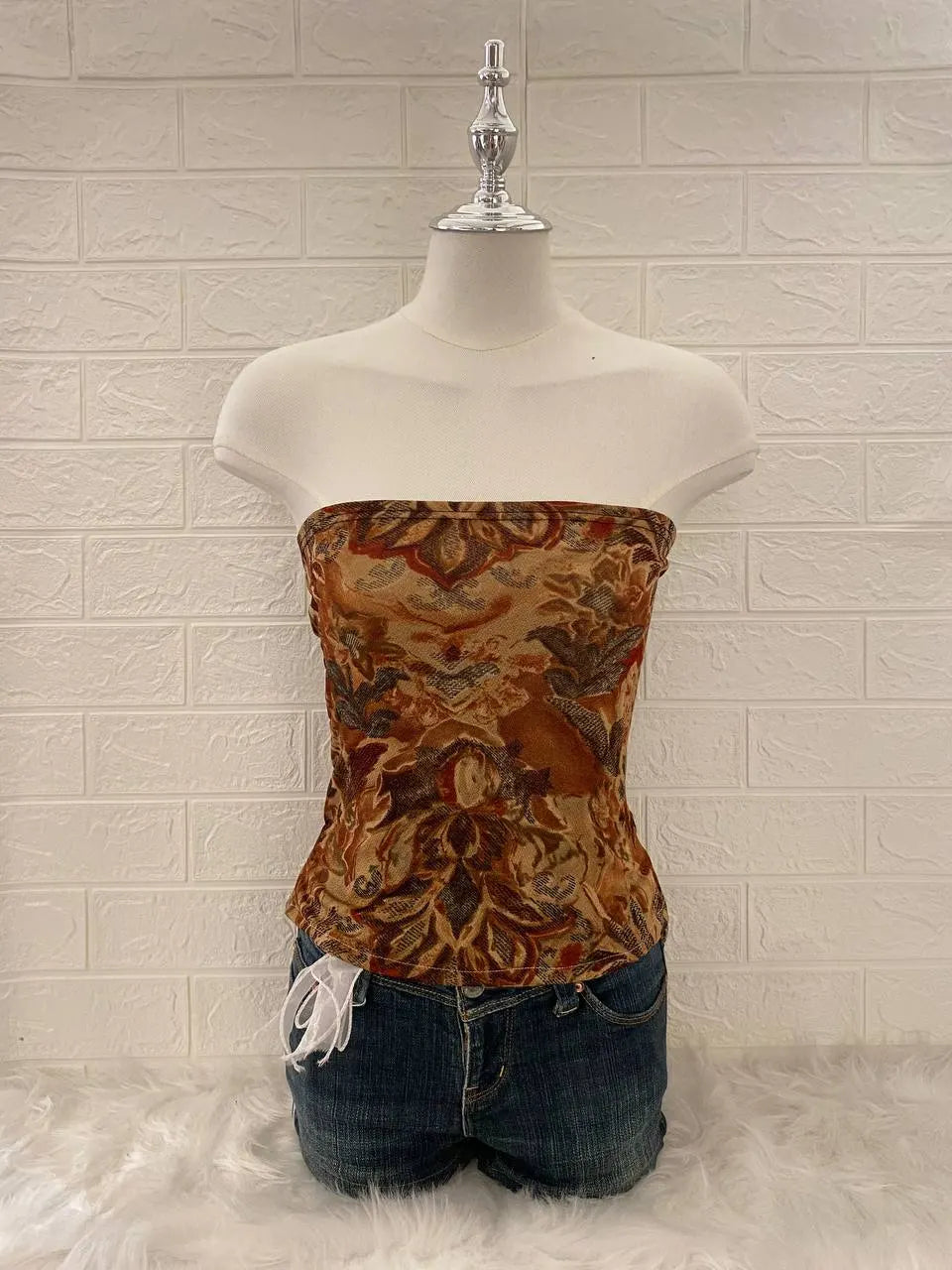 Brown Flower Tube Top 1