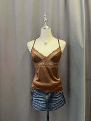 Brown Lace Satin Cami 1