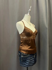 Brown Lace Satin Cami 2