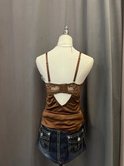 Brown Lace Satin Cami 3