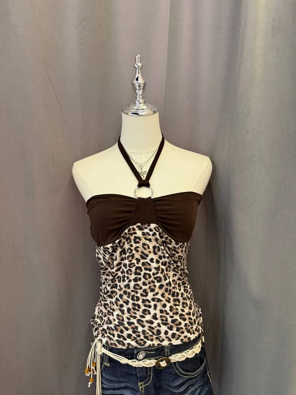 Brown Leopard Reworked Halter (2-way) 1