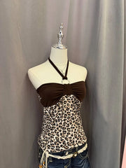 Brown Leopard Reworked Halter (2-way) 2