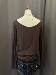 Brown Long Sleeve Off-Shoulder Top 3
