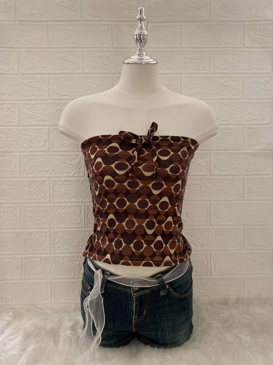 Brown Pattern Tube Top 1