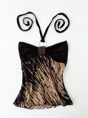 Brown Patterned Body Halter 1