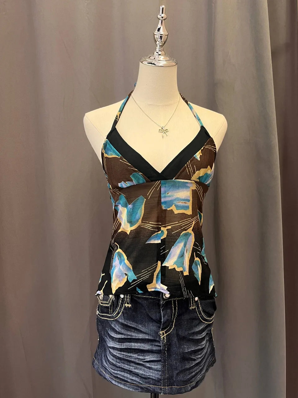 Brown Reworked Halter Cami 1 — image 1 of 3