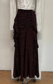Brown Shimmery Ruffle Maxi Skirt 2