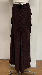 Brown Shimmery Ruffle Maxi Skirt 3