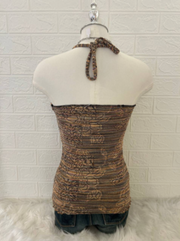 Brown Smocked Halter Tube Top 3