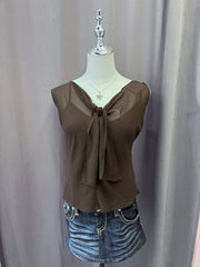 Brown with Mesh Layer Blouse 1