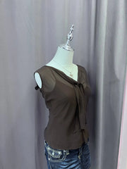 Brown with Mesh Layer Blouse 2