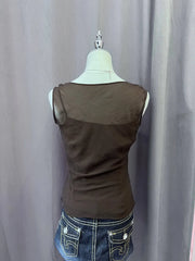 Brown with Mesh Layer Blouse 3