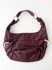 Burgundy Studded Detail Hobo Bag 2