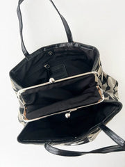 Coach Kiss Lock Signature Stripe Framed Carryall Satchel 3