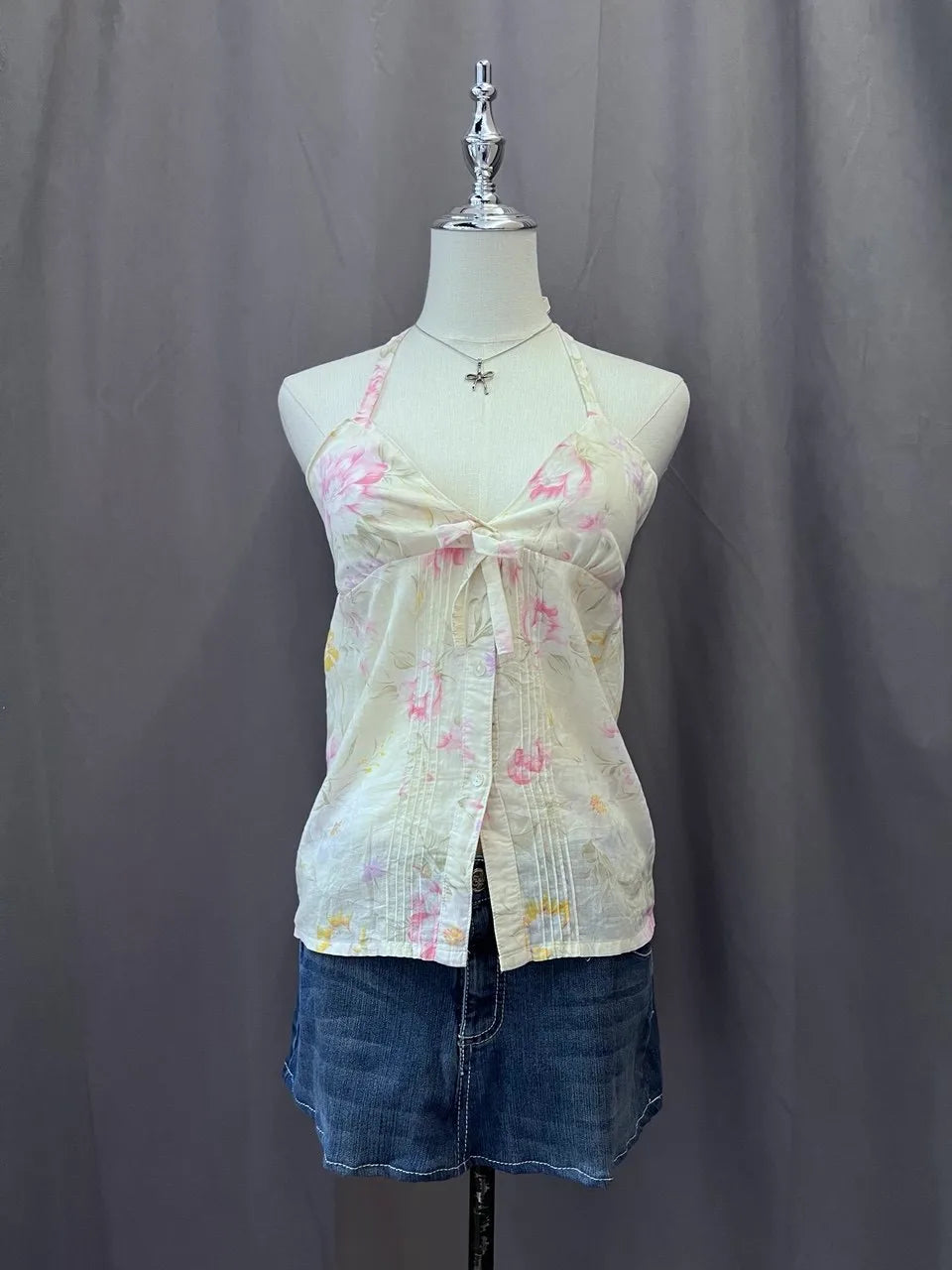 Cream Floral Halter 1
