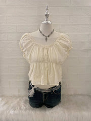 Cream Puff Sleeve Babydoll Top 1