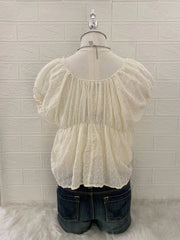 Cream Puff Sleeve Babydoll Top 2