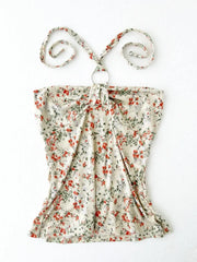 Cream with Orange Florals Halter 1