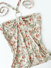 Cream with Orange Florals Halter 2
