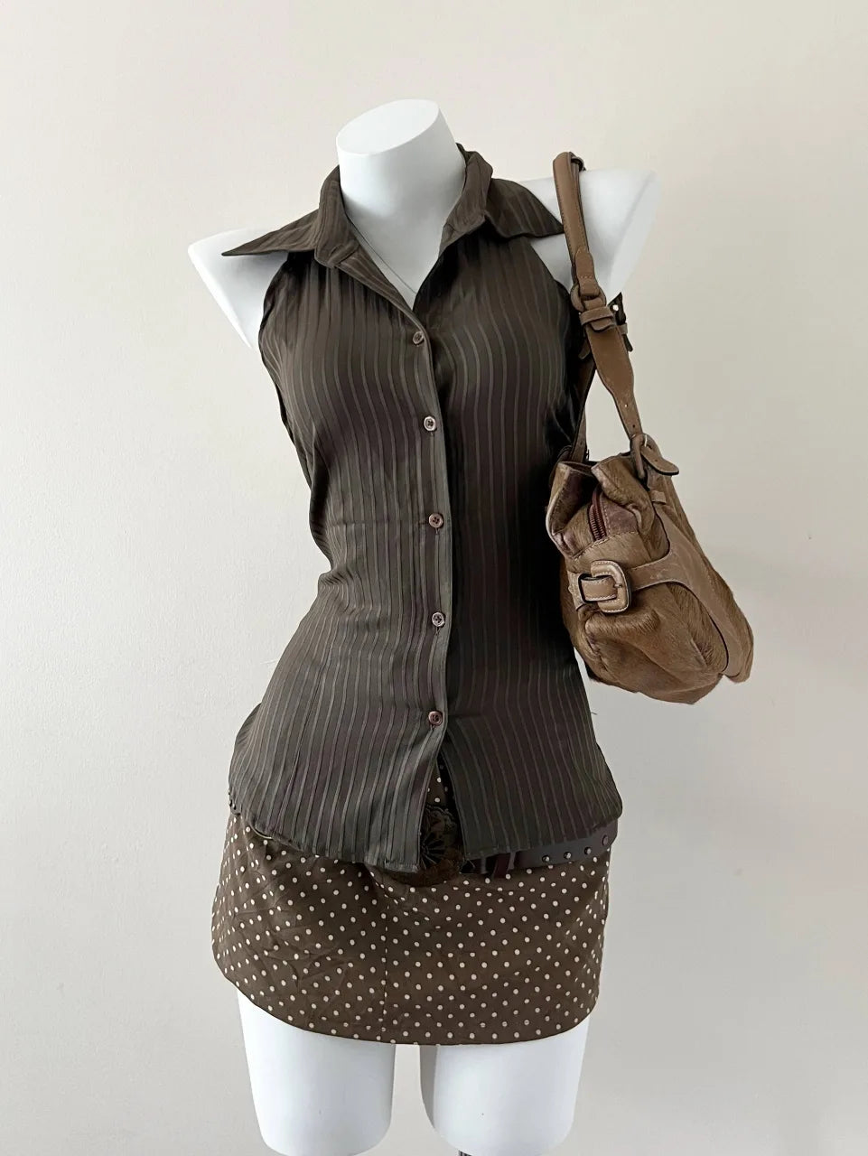 Dark Green Textured Fitted Halter 1