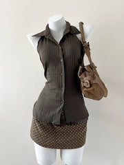 Dark Green Textured Fitted Halter 1