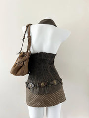 Dark Green Textured Fitted Halter 2