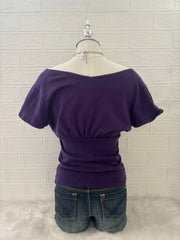 Dark Purple Reworked Off-Shoulder Top 2