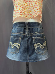 Dark Wash Contrast Stitch Denim Skirt 2