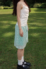 Ditsy Floral Green Midi Skirt 2