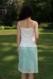 Ditsy Floral Green Midi Skirt 3
