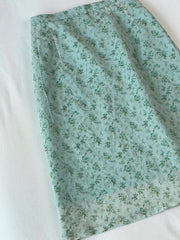 Ditsy Floral Green Midi Skirt 5