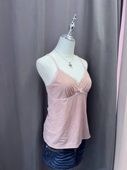 Dustry Pink P{icot Trim Embossed Cami 2