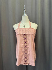 Dusty Pink Embroidered Halter 1