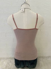 Dusty Pink Ribbed Bow Cami 3