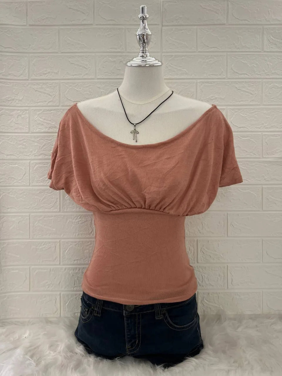 Dusty Pink Slouchy Off Shoulder 1