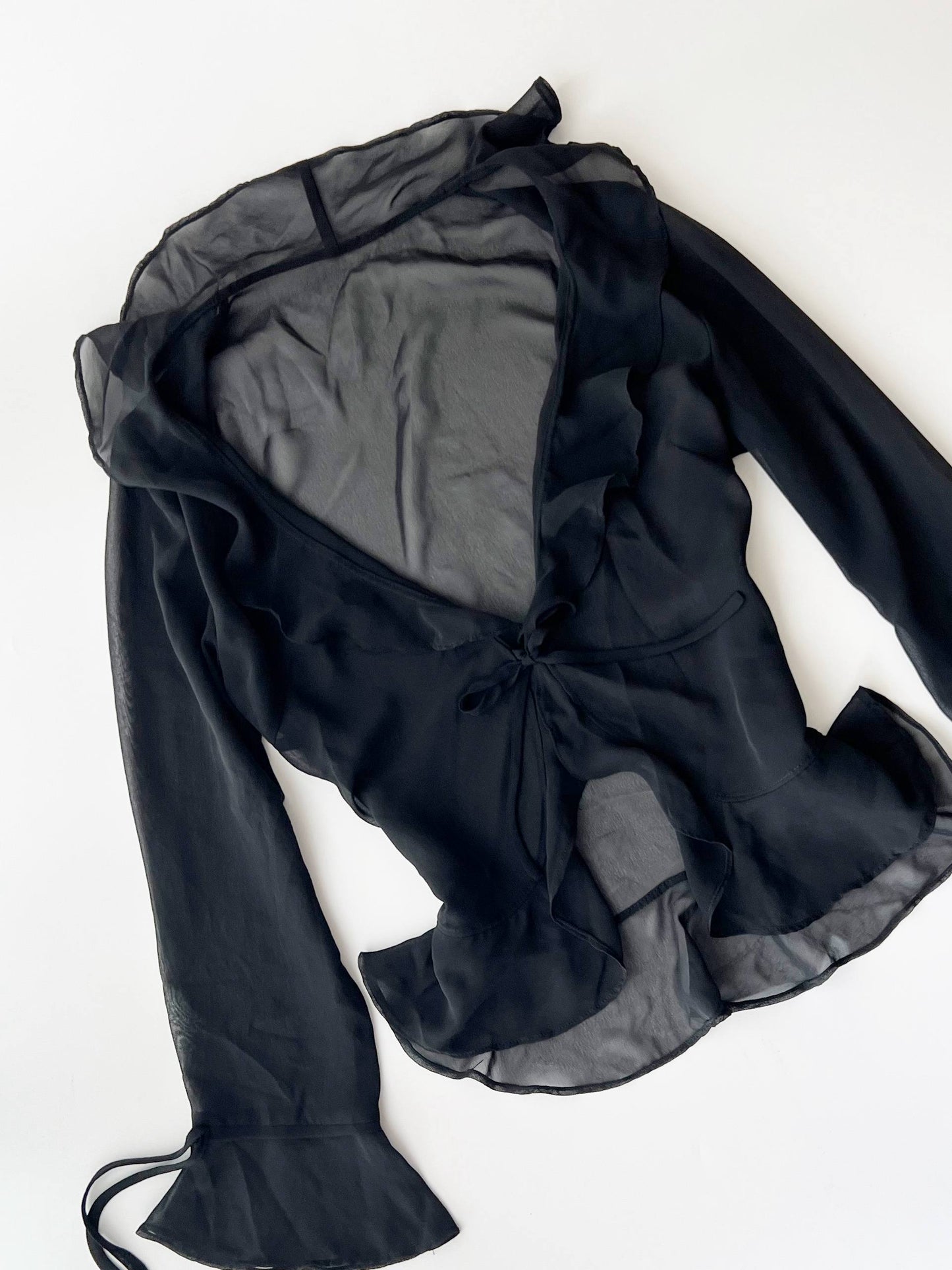 Ruffle Mesh Cardigan