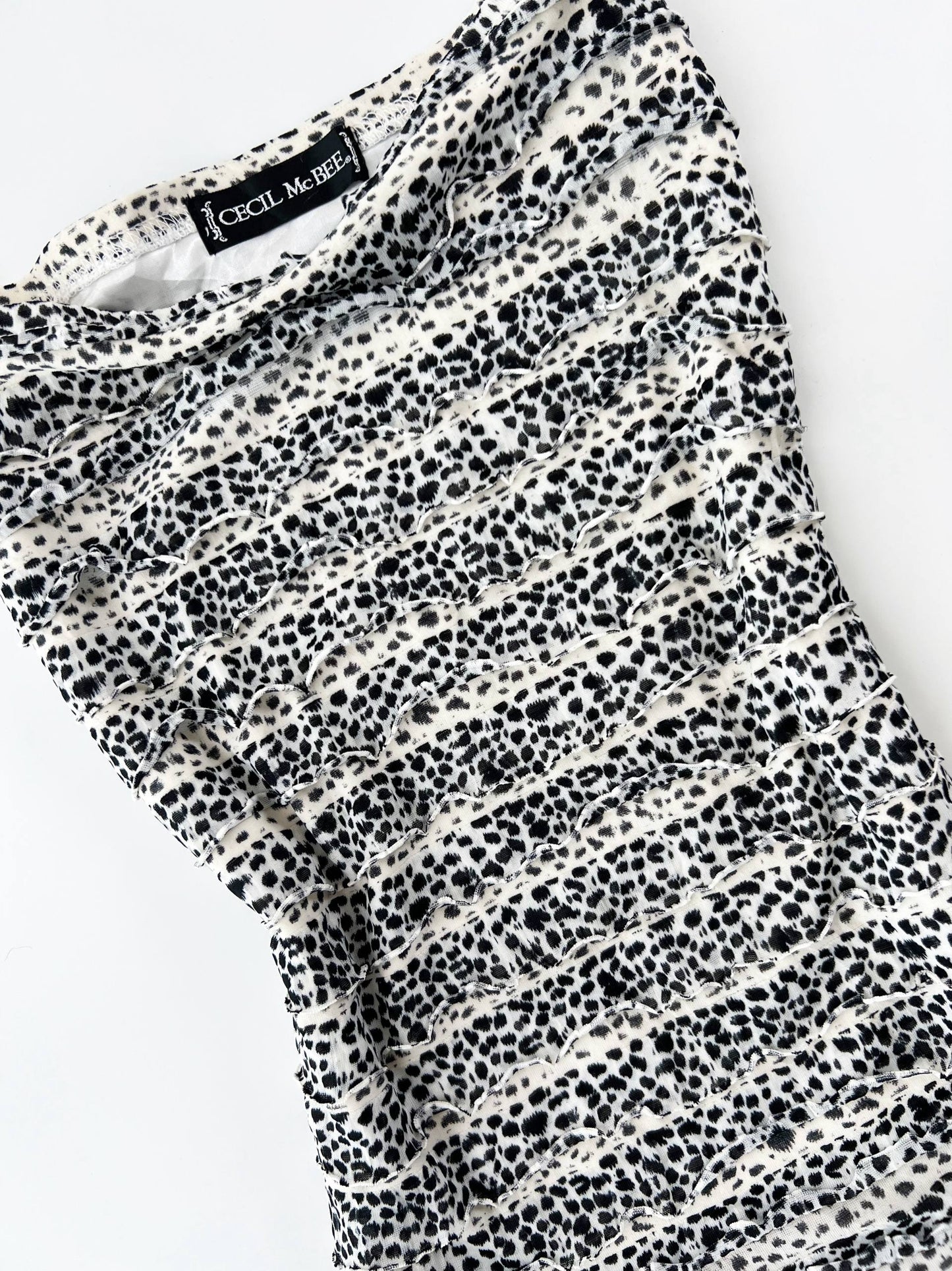 Cecil Mcbee Ruffle Leopard Print Tube Top