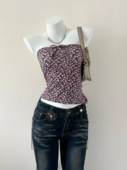 Faded Cherry Print Navy Reworked Tube 1