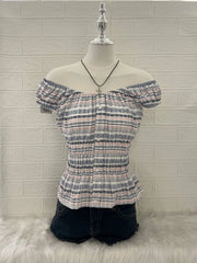 Faded Striped Milkmaid Reworked Blouse 1