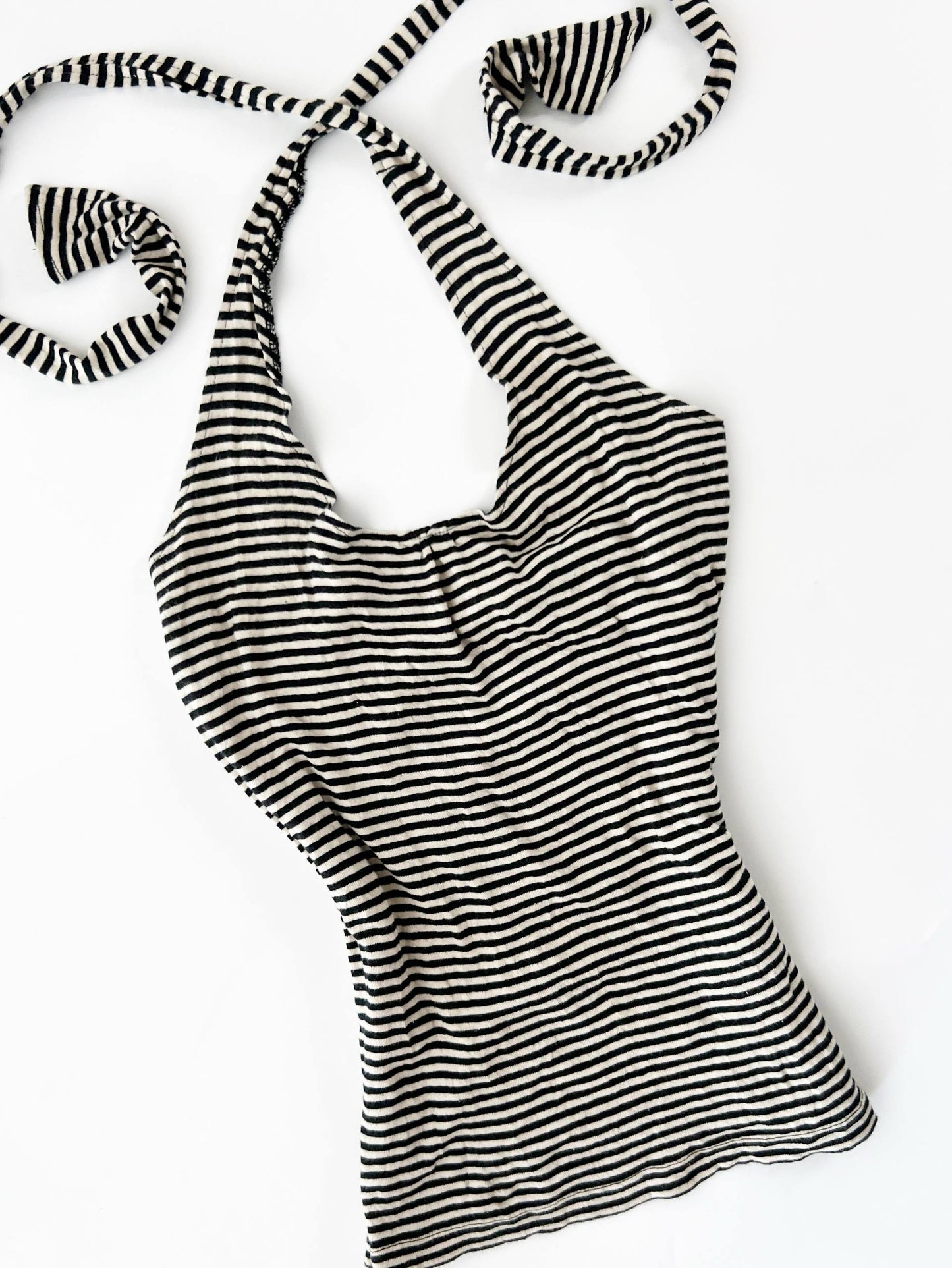Cream & Black Striped Halter